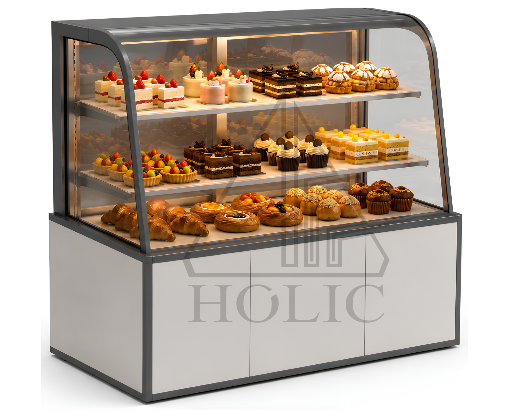 A3  Standalone Curved Glass Display Case